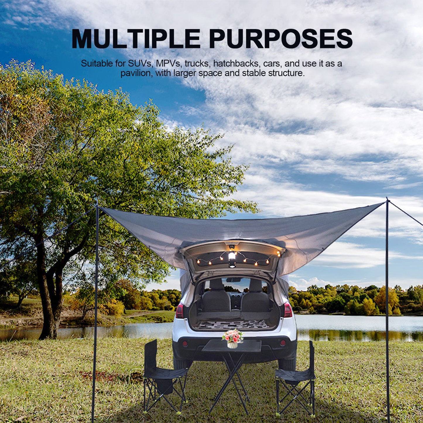 Premium Car Trunk Tent - Universal Camping Canopy for SUV, Hatchback & Minivan Adventures