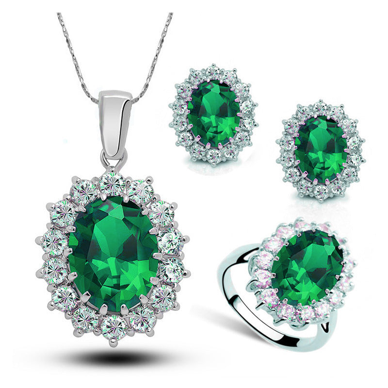Crystal Bridal Jewelry Set - Elegant Necklace, Earrings, and Ring for Weddings and Special Occasions
