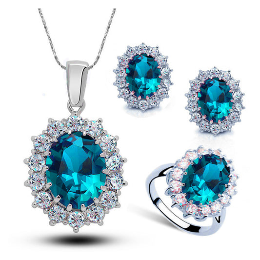 Crystal Bridal Jewelry Set - Elegant Necklace, Earrings, and Ring for Weddings and Special Occasions