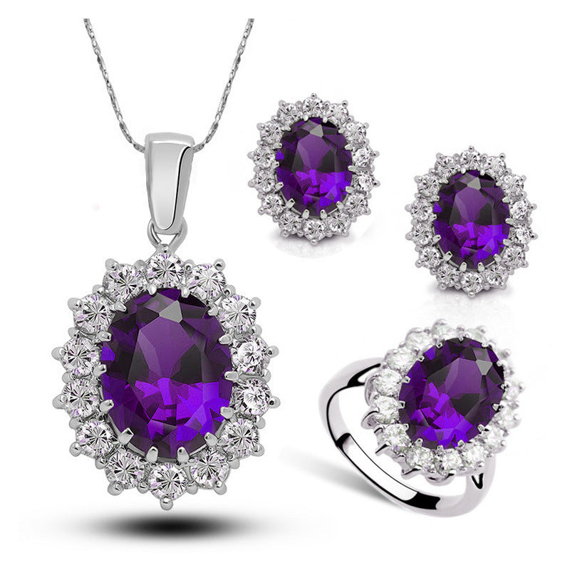 Crystal Bridal Jewelry Set - Elegant Necklace, Earrings, and Ring for Weddings and Special Occasions