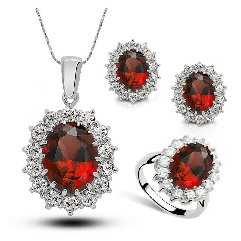 Crystal Bridal Jewelry Set - Elegant Necklace, Earrings, and Ring for Weddings and Special Occasions