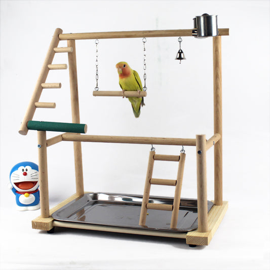 Premium Bird Training Playground - Multi-Level Activity Center with Swing & Climbing Ladder