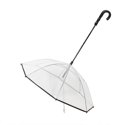 Premium Transparent Dog Umbrella with Leash - All-Weather Protection System for Rainy Day Walks