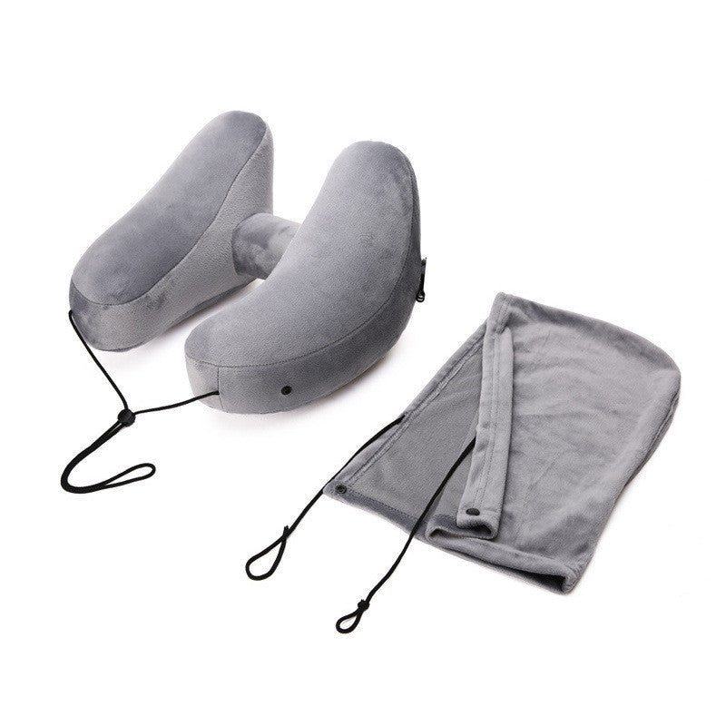 Premium Hooded Travel Pillow - Revolutionary H-Shaped Inflatable Neck Support for Ultimate Comfort