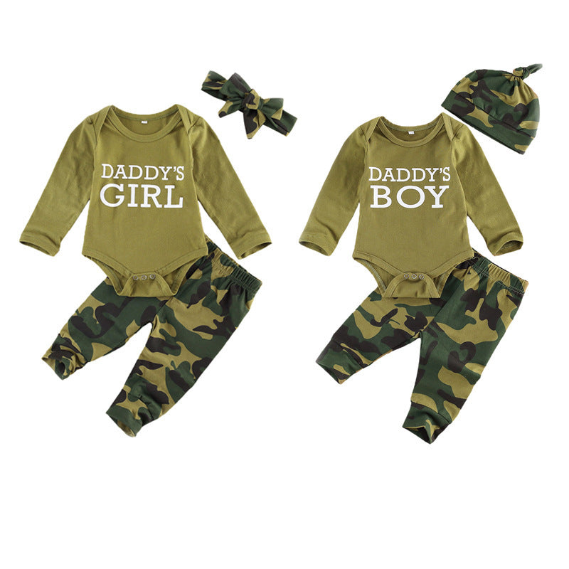 New Kids Camouflage Set – Letter Printed Children’s Clothing Outfit for Boys & Girls