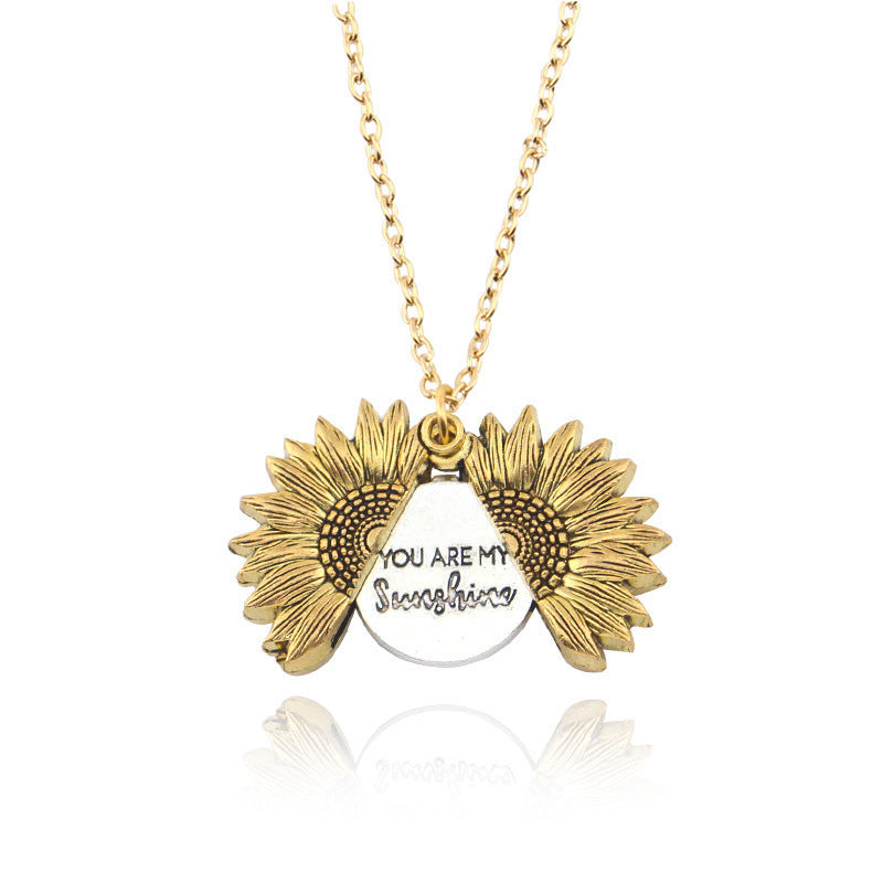 "You Are My Sunshine" Sunflower Necklace - Meaningful Pendant for Women and Men, Perfect Couple Gift