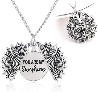"You Are My Sunshine" Sunflower Necklace - Meaningful Pendant for Women and Men, Perfect Couple Gift