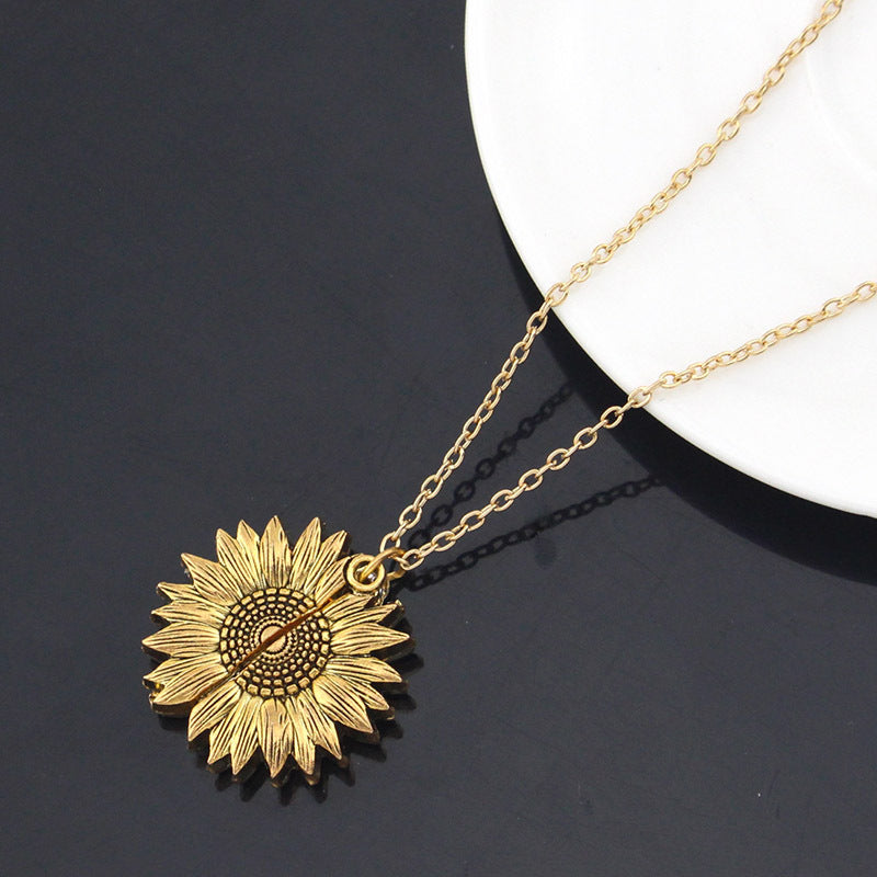 "You Are My Sunshine" Sunflower Necklace - Meaningful Pendant for Women and Men, Perfect Couple Gift
