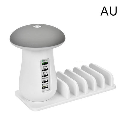 2-in-1 Mushroom LED Lamp – USB Charger and Lamp Holder for Home & Office Desk Lighting