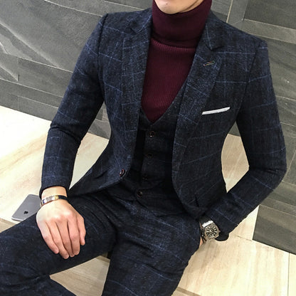 Thick Slim Fit Plaid Suits for Men – Stylish Tailored Formal Wear