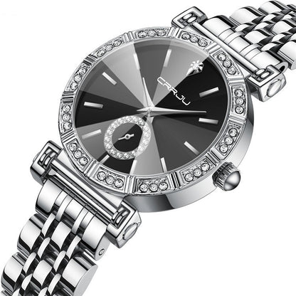Women's Steel Belt Diamond-Embedded Watch – Luxury Stainless Steel Wristwatch for Women