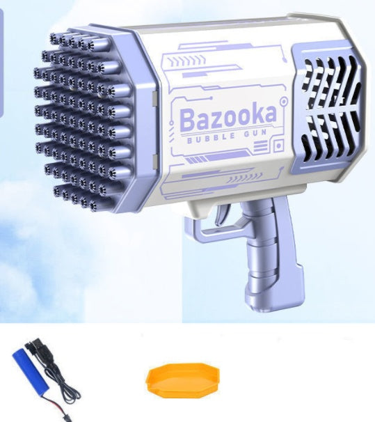 Rocket Bubble Gun Toy with 69 Holes – Automatic Light-Up Soap Bubble Blower for Kids