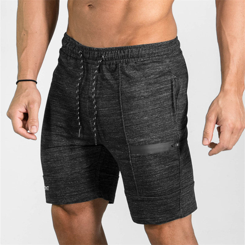 Summer Men's Gym Shorts - Bodybuilding Fitness Zipper Workout Cotton Shorts