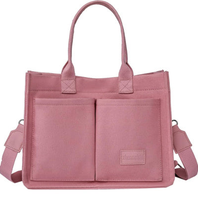 Women's Large Capacity Canvas Tote – Multi-Pocket Crossbody Shoulder Bag for Daily Use & Mommy Essentials