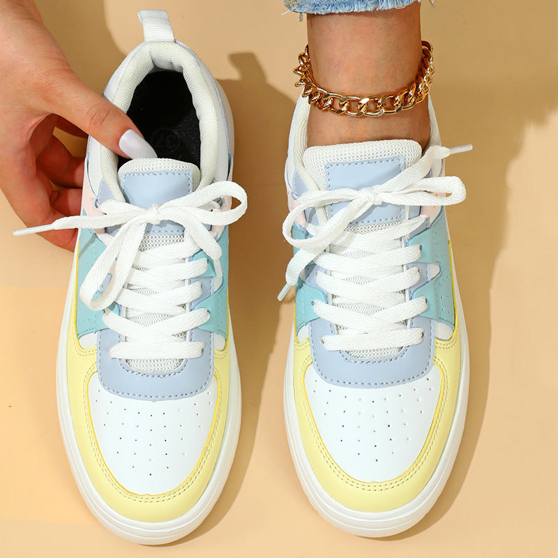 Trendy Fashion Platform Sneakers Lace-up Outdoor Casual Flat Shoes Comfortable Soft Bottom