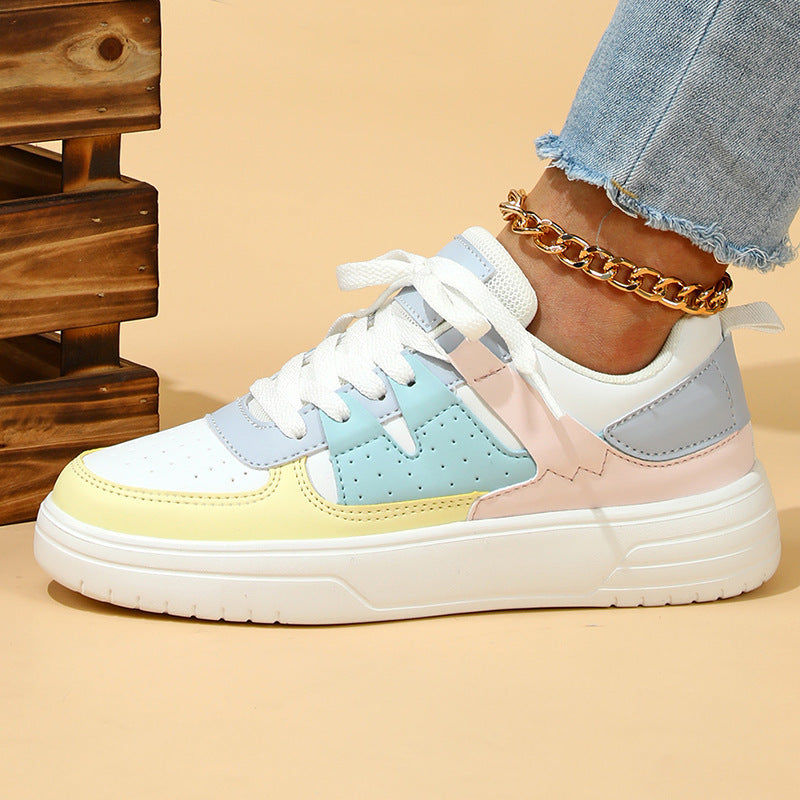 Trendy Fashion Platform Sneakers Lace-up Outdoor Casual Flat Shoes Comfortable Soft Bottom