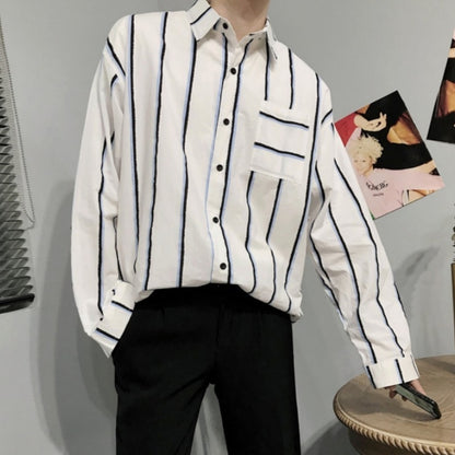 Men's Casual Fashion Loose Striped Shirt for Everyday Wear