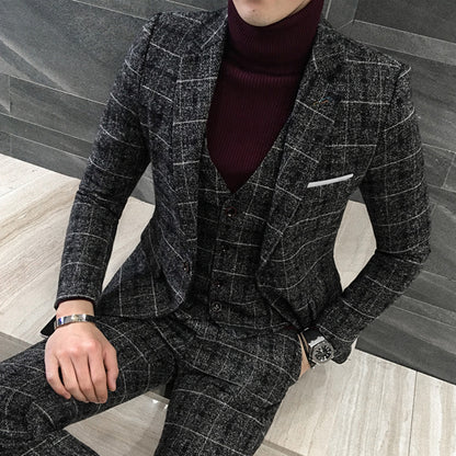 Thick Slim Fit Plaid Suits for Men – Stylish Tailored Formal Wear