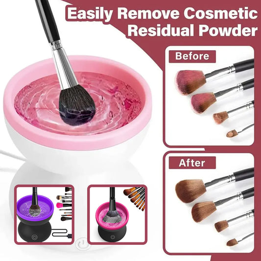 USB Electric Makeup Brush Cleaner – Automatic Portable Cosmetic Brush Washing & Drying Machine for All Brush Sizes