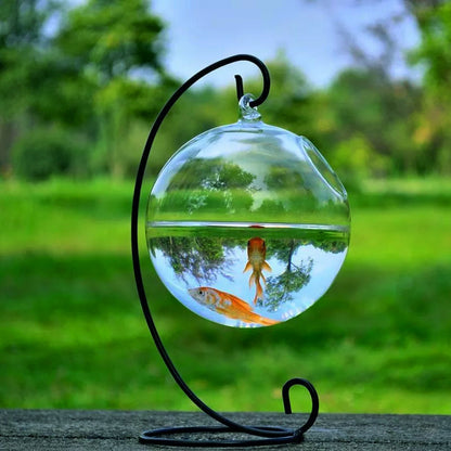 Premium Hanging Glass Aquarium - Modern Spherical Fish Tank & Plant Terrarium with Stand Options