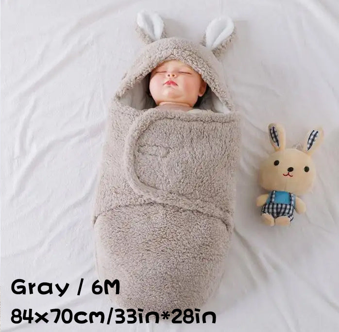 Super Soft Baby Sleeping Bag – Fluffy Fleece Swaddle Blanket with Head Support, Unisex Newborn Sleep Sack for Boys and Girls