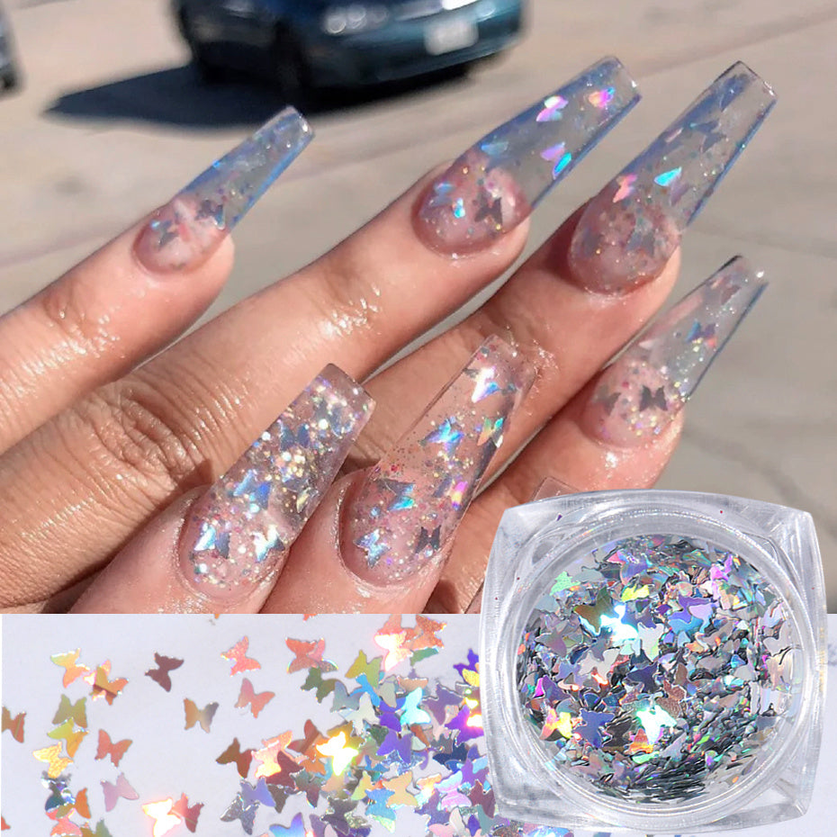 Professional Butterfly Nail Art Sequins – Holographic Glitter Collection for Stunning DIY Nail Designs