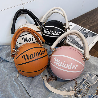 Basketball Shape Handbag - Chain Shoulder Crossbody Bag for Women & Girls