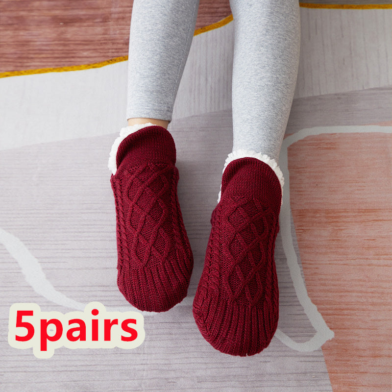 Winter Woolen Socks for Women – Thick, Warm Non-Slip Foot Warmers & Bedroom Slippers