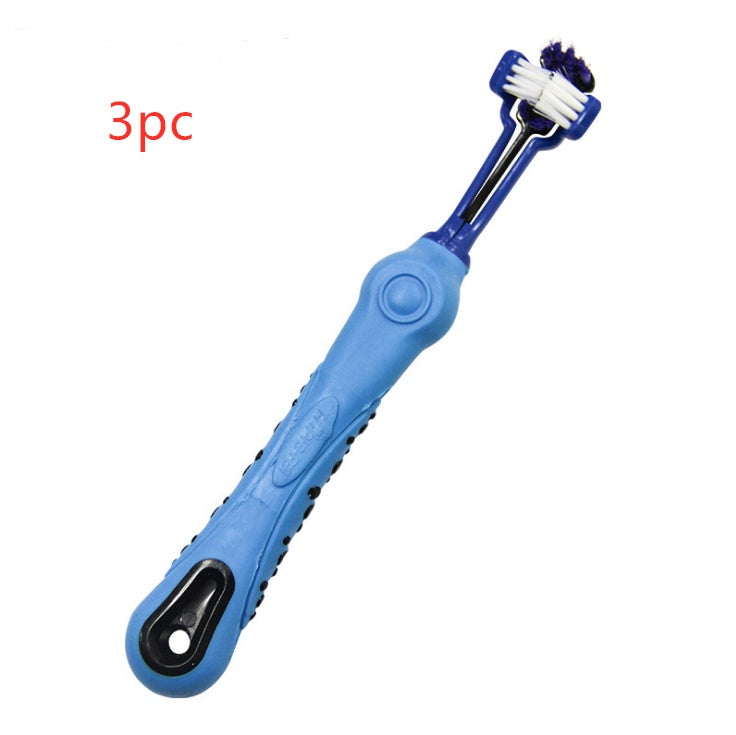 Premium 3-Sided Dog Toothbrush - Professional Dental Care for Fresh Breath & Healthy Teeth