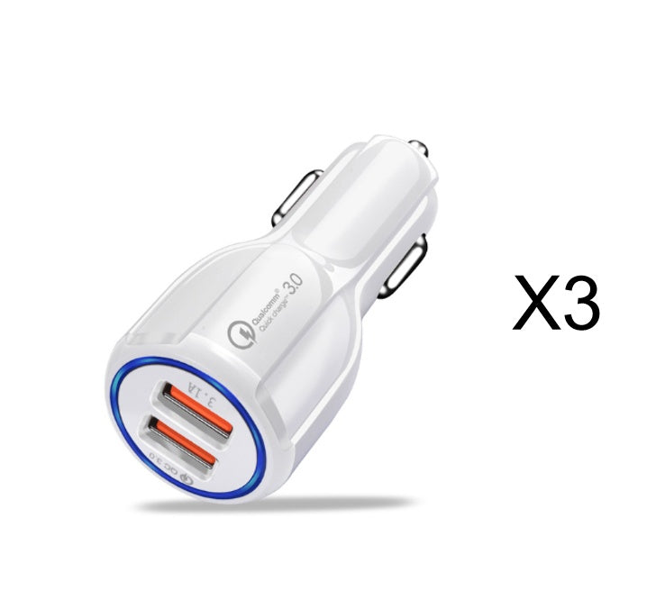 Premium Quick Charge 3.0 Car Charger - Dual USB Fast Charging Adapter with Qualcomm Technology