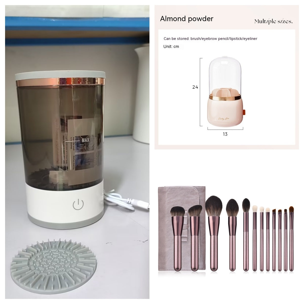 Electric Makeup Brush Cleaner - USB Rechargeable Automatic Cosmetic Brush Cleaning Tool