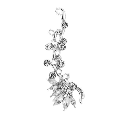 Full Crystal Butterfly Flower Single Crystal Ear Clip for Women