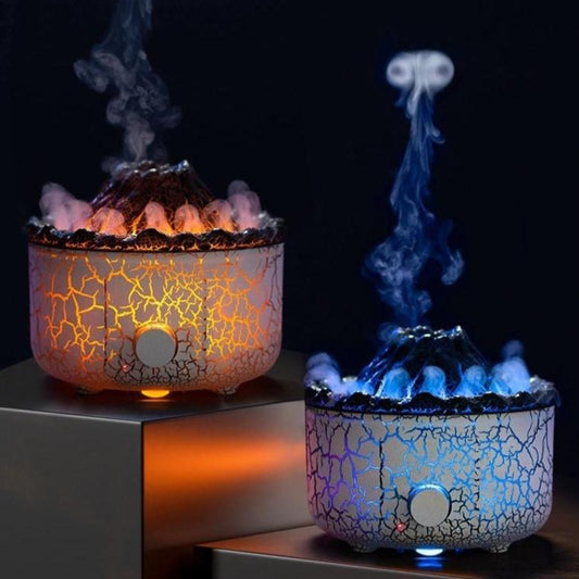 Premium Volcano Aromatherapy Humidifier - 3D Flame Effect Diffuser with Jellyfish Spray Technology