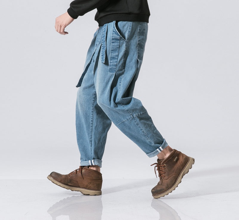 New Fashion Punk Stretch Bike Denim Jeans – Loose Fit Street Skate HIP HOP Style Trousers for Men