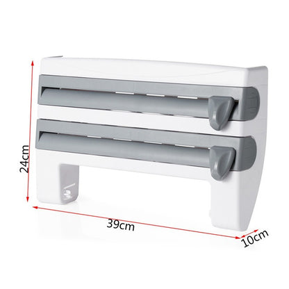 Premium 4-in-1 Kitchen Roll Dispenser - Wall Mount Organizer for Foil, Cling Film & Paper Towels | Space-Saving Solution
