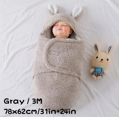 Super Soft Baby Sleeping Bag – Fluffy Fleece Swaddle Blanket with Head Support, Unisex Newborn Sleep Sack for Boys and Girls