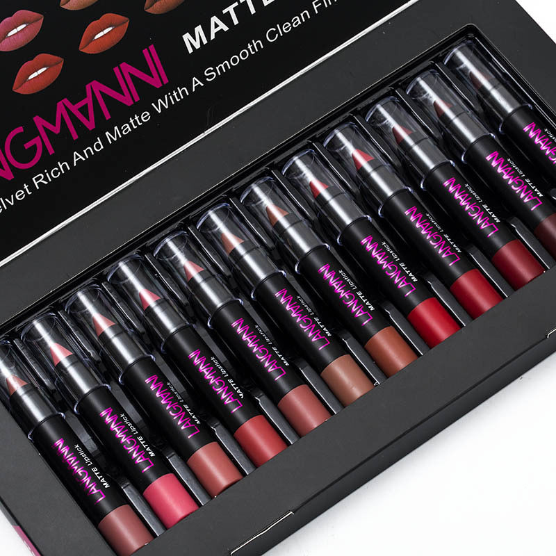 Professional 12-Piece Lipstick Collection - Complete Matte & Glossy Set | Long-Lasting Formula