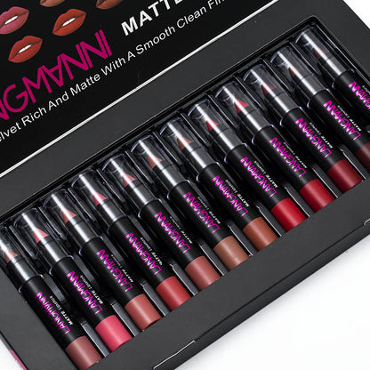 Professional 12-Piece Lipstick Collection - Complete Matte & Glossy Set | Long-Lasting Formula