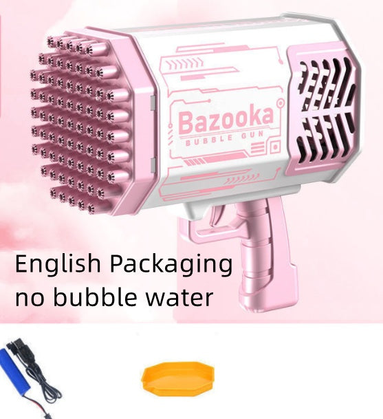 Rocket Bubble Gun Toy with 69 Holes – Automatic Light-Up Soap Bubble Blower for Kids