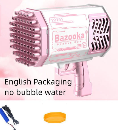 Rocket Bubble Gun Toy with 69 Holes – Automatic Light-Up Soap Bubble Blower for Kids