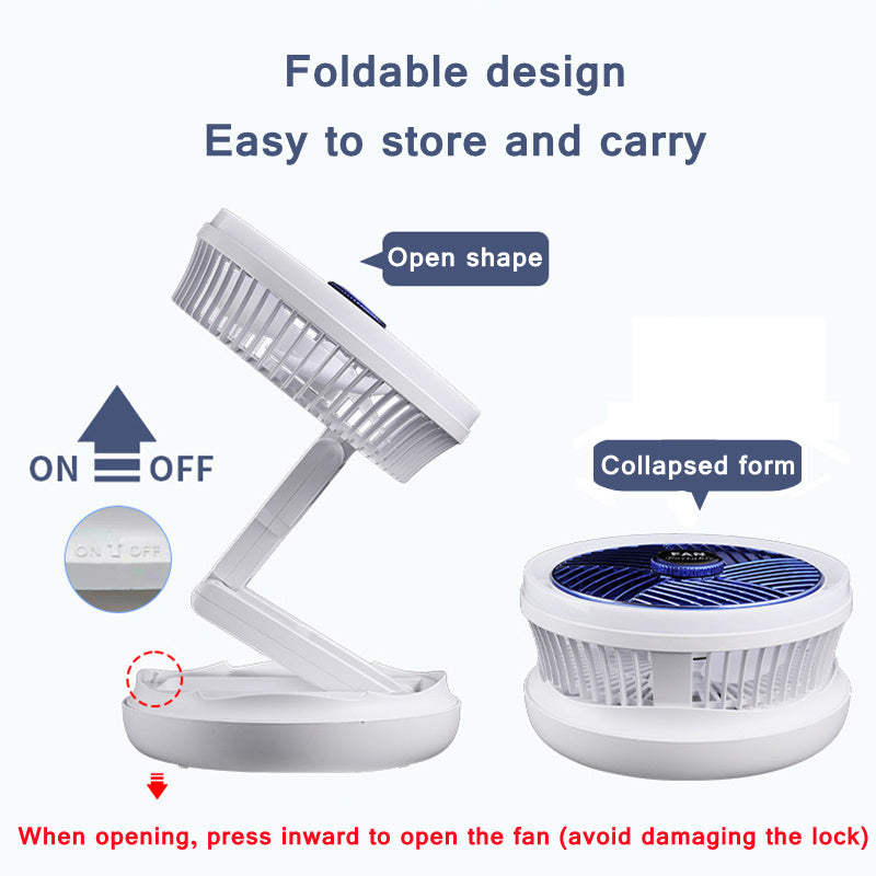 Premium 4-in-1 Smart Fan System - USB Rechargeable with LED Light, Wall Mount & 4-Speed Control