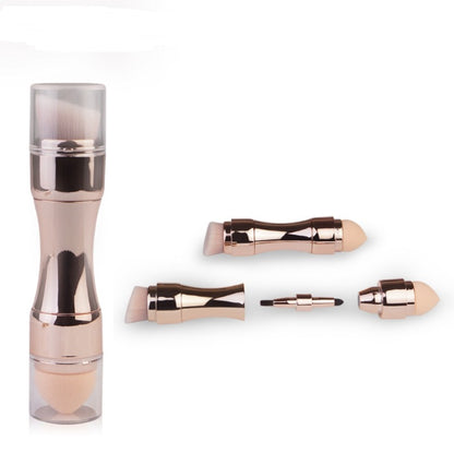 Professional 4-in-1 Makeup Brush Set – Ultra-Portable Beauty Tool for Flawless Application Anywhere