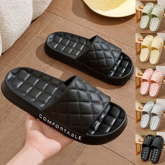 Men's Plaid Design Home Slippers – Soft-Soled Silent Indoor Bathing Shoes for Summer Comfort