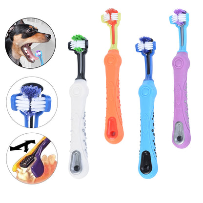 Premium 3-Sided Dog Toothbrush - Professional Dental Care for Fresh Breath & Healthy Teeth