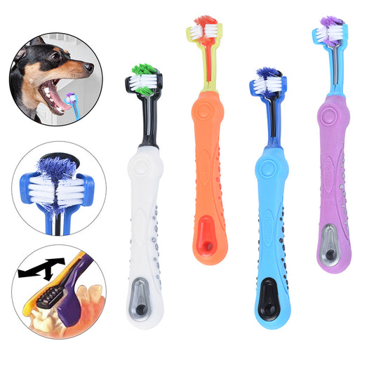 Premium 3-Sided Dog Toothbrush - Professional Dental Care for Fresh Breath & Healthy Teeth