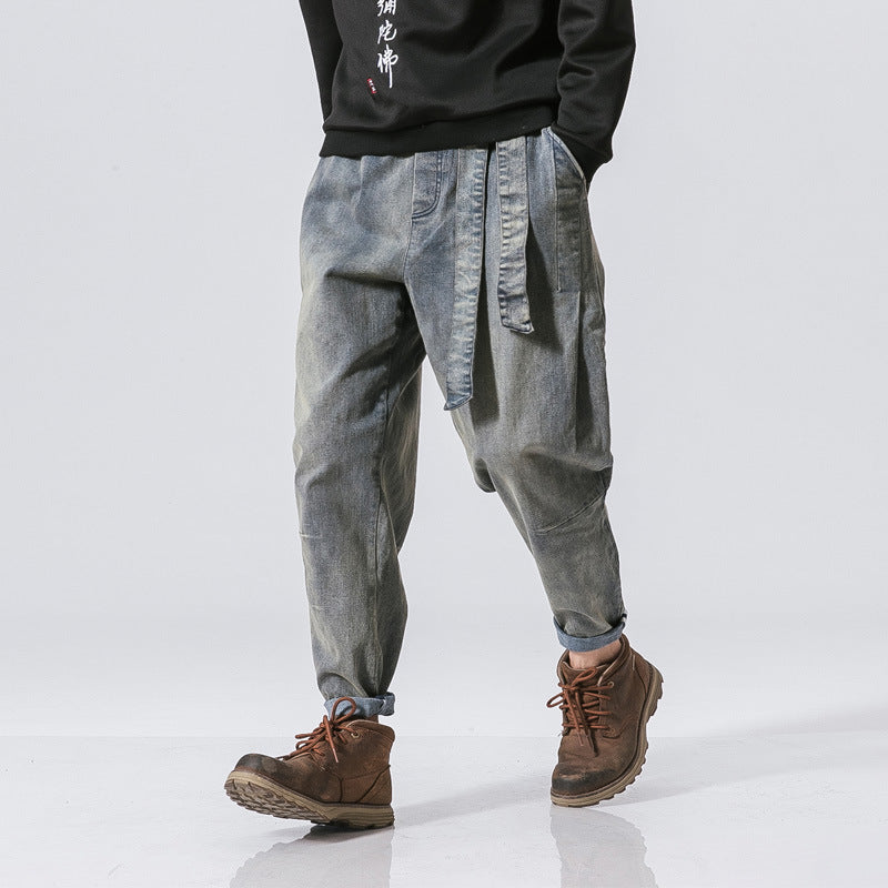New Fashion Punk Stretch Bike Denim Jeans – Loose Fit Street Skate HIP HOP Style Trousers for Men