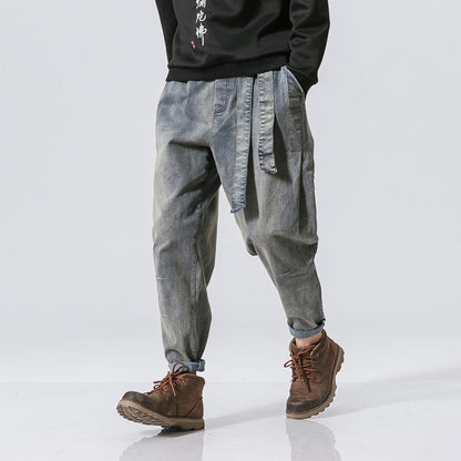 New Fashion Punk Stretch Bike Denim Jeans – Loose Fit Street Skate HIP HOP Style Trousers for Men