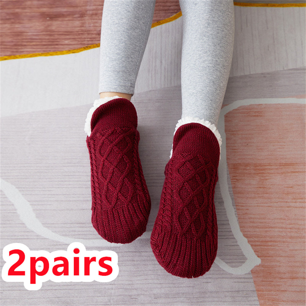 Winter Woolen Socks for Women – Thick, Warm Non-Slip Foot Warmers & Bedroom Slippers