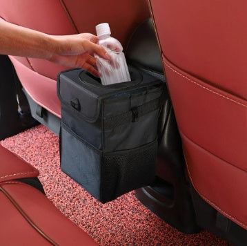 Premium Car Trash Can - Leakproof Compact Auto Garbage Bin with Secure Lid for Clean Vehicle Interior
