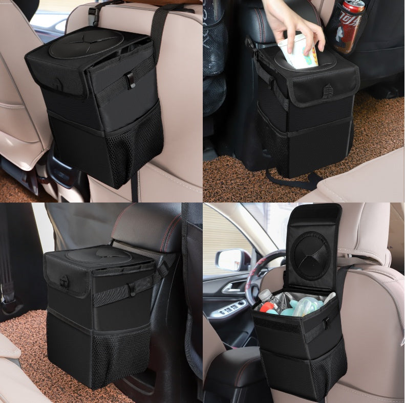 Premium Car Trash Can - Leakproof Compact Auto Garbage Bin with Secure Lid for Clean Vehicle Interior